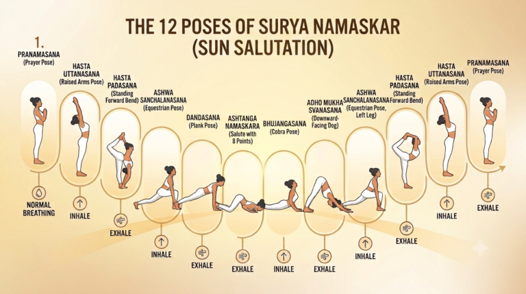 12 Poses of Surya Namaskar: A Simple Step-by-Step Guide